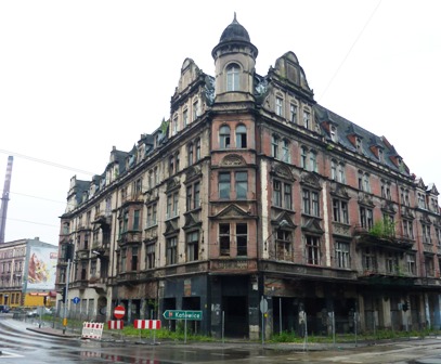 A derelict building in central Bytom